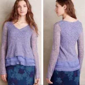 ANTHRO NWT Chiffon-Hem Pullover Sweater Lavender